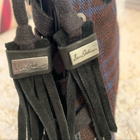 Sam Edelman Sondra Navy Plaid Lace Up Bootie Size 7 - Picture 11 of 12